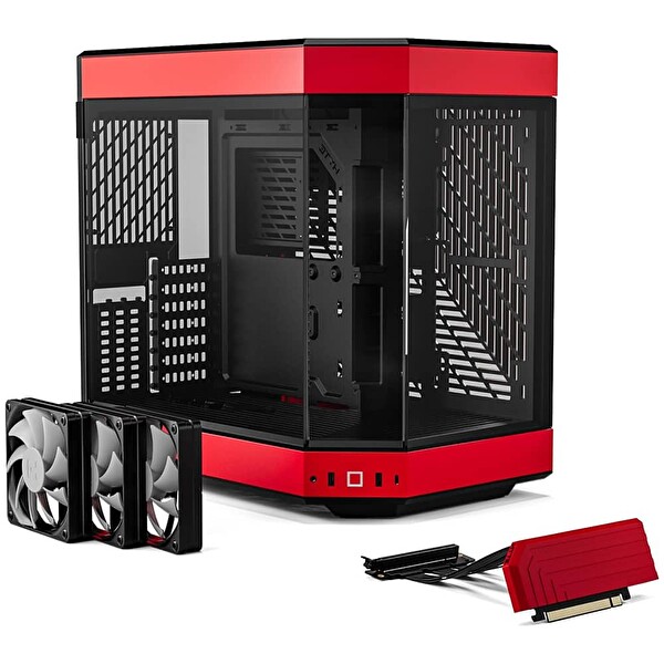 HYTE Y60 Siyah-Kırmızı Temperli Cam USB 3.2 E-ATX Premium Mid Tower Bilgisayar Kasası CS-HYTE-Y60-BR