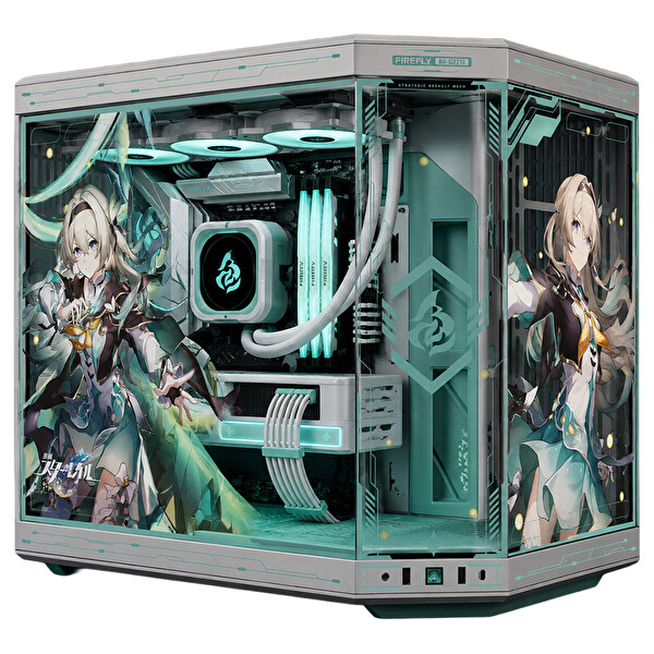 HYTE Y70 Firefly Honkai Star Rail Sınırlı Sürüm Temperli Cam USB 3.2 E-ATX Dual Chamber Mid Tower Gaming Kasa CS-HYTE-Y70-FIREF