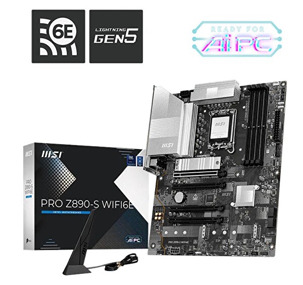MSI Pro Z890-S WIFI6E 8800 MHz(OC) DDR5 Soket 1851 M.2 HDMI DP ATX Anakart