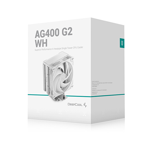 DeepCool AG400-G2-WH Beyaz 4 Isı Borulu Tek Kule İşlemci Soğutucusu