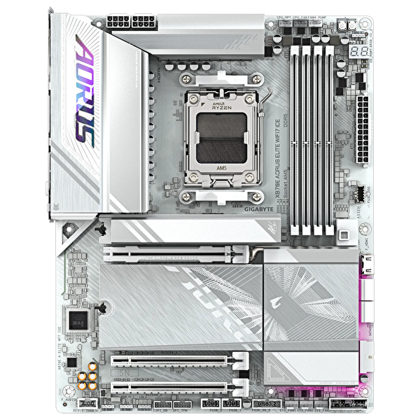 Gigabyte X870E Aorus Elite Ice WiFi7 DDR5 8200 MHz OC M.2 HDMI/USB-C PCIe 5.0 AM5 ATX Anakart