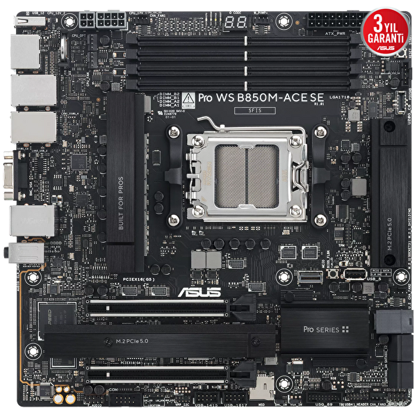 Asus PRO WS B850M ACE SE 8000 MHz(OC) DDR5 Soket AM5 HDMI DP M.2 mATX Anakart