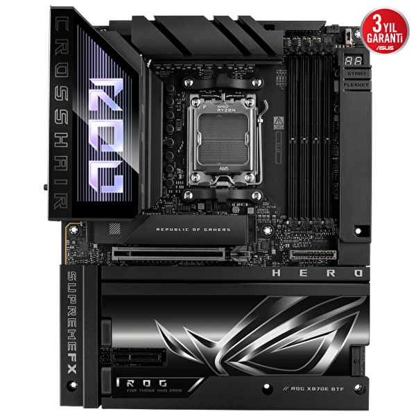 Asus ROG Crosshair X870E Hero BTF 8600 MHz(OC) DDR5 Soket AM5 M.2 HDMI DP ATX Anakart