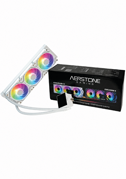 Aerstone Gaming Coolvision 360 MM LCD Ekranlı Intel AMD uyumlu Beyaz Sıvı Soğutucu