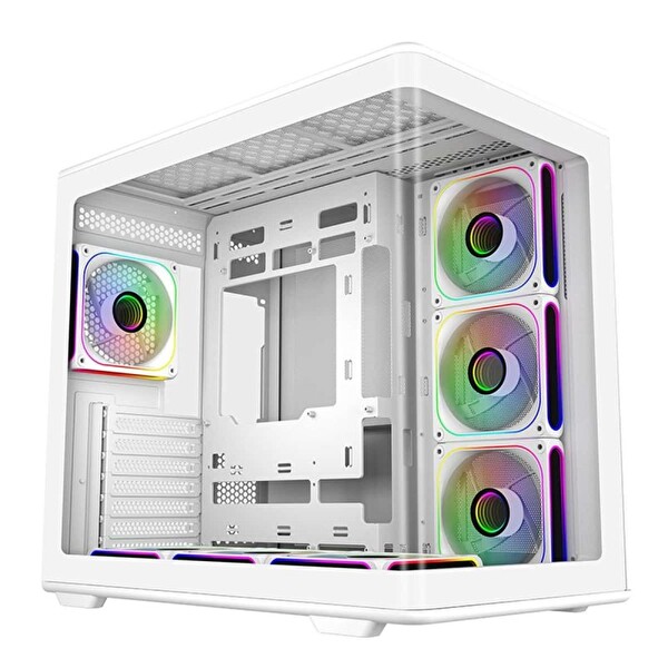 Cooler Master Elite 600 Curve ATX 7X ARGB Fan Psu Yok Beyaz Oyuncu Bilgisayar Kasası