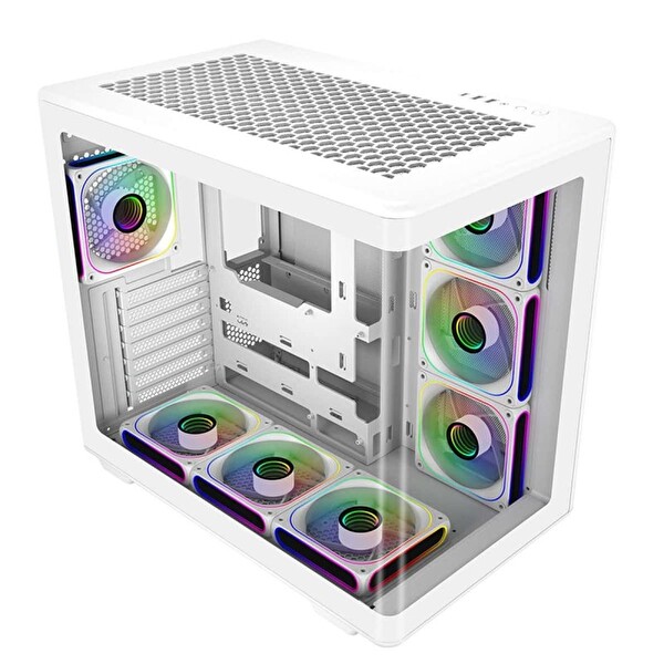 Cooler Master Elite 600 Curve ATX 7X ARGB Fan Psu Yok Beyaz Oyuncu Bilgisayar Kasası