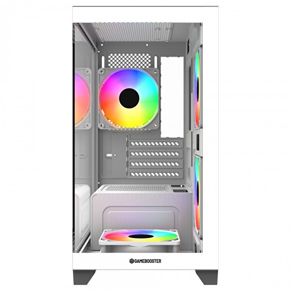 GameBooster GB-M6001W Sea View M-ATX 4X Gökkuşağı Fan Beyaz Akvaryum 600w Oyuncu Bilgisayar Kasası