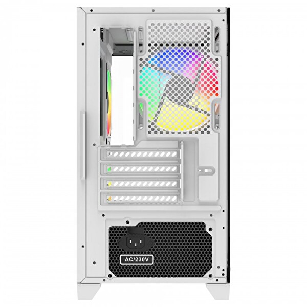 GameBooster GB-M6001W Sea View M-ATX 4X Gökkuşağı Fan Beyaz Akvaryum 600w Oyuncu Bilgisayar Kasası