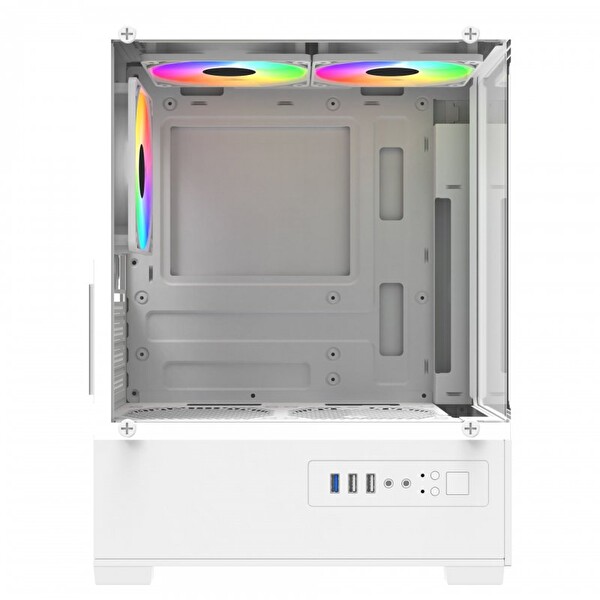 Power Boost PB-M5001W Sea View M-ATX 3x Rainbow Fan Beyaz Akvaryum 500W Oyuncu Bilgisayar Kasası
