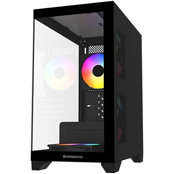 GameBooster GB-M6001B Sea View M-ATX Siyah 600W PSU 4 Adet Rainbow Fanlı Akvaryum Oyuncu Kasa