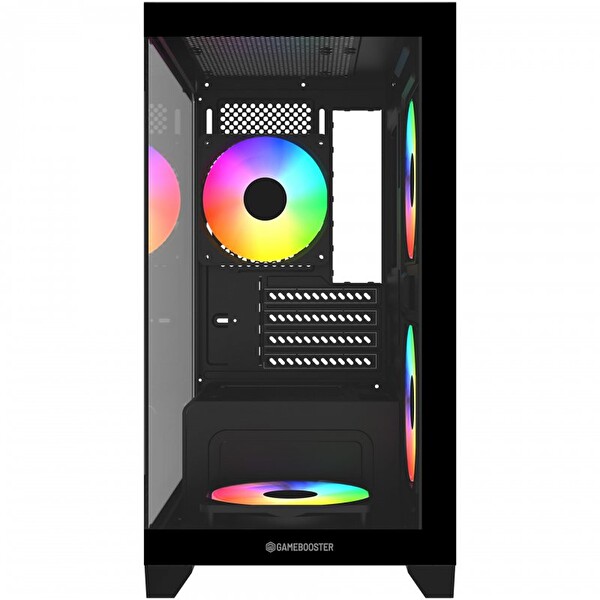 GameBooster GB-M6001B Sea View M-ATX Siyah 600W PSU 4 Adet Rainbow Fanlı Akvaryum Oyuncu Kasa