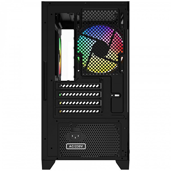 GameBooster GB-M6001B Sea View M-ATX Siyah 600W PSU 4 Adet Rainbow Fanlı Akvaryum Oyuncu Kasa