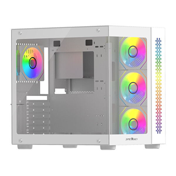 James Donkey Stark S800 4 RGB Fanlı 750W PSU Akvaryum Oyuncu Kasası Beyaz