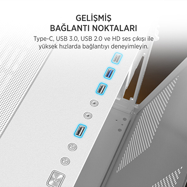 James Donkey Stark S800 4 RGB Fanlı 750W PSU Akvaryum Oyuncu Kasası Beyaz