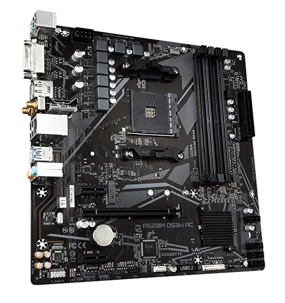 Gigabyte A520M DS3H AC AM4 DDR4 DVI-D HDMI DisplayPort mATX Anakart