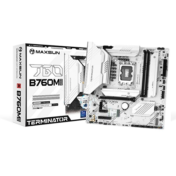 Maxsun Terminator B760M GKD5 ICE 7600(OC) DP HDMI M.2 mATX Beyaz DDR5 1700PIN Anakart