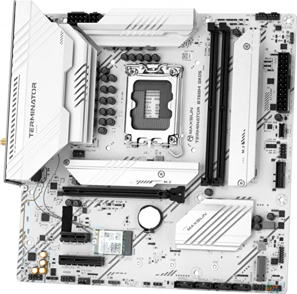 Maxsun Terminator B760M GKD5 ICE 7600(OC) DP HDMI M.2 mATX Beyaz DDR5 1700PIN Anakart