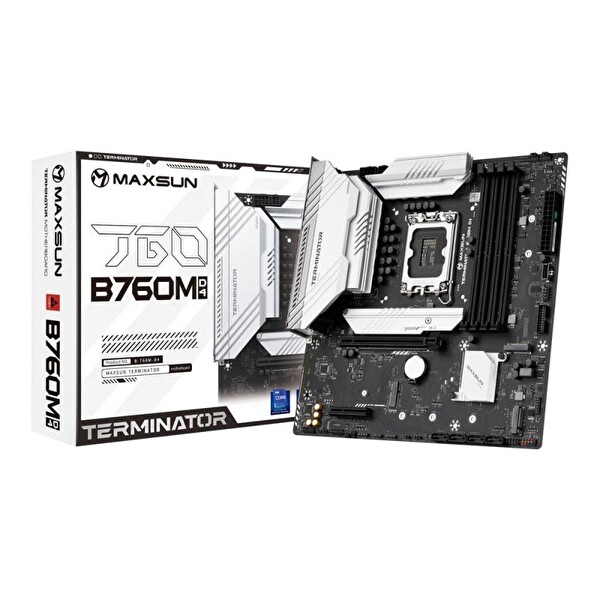 Maxsun Terminator B760M DDR4 5333MHz OC mATX LGA1700 M.2 HDMI DP Anakart