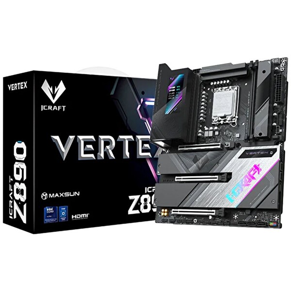 Maxsun İcraft Z890 Vertex WiFi ATX Anakart DDR5 9200MHz OC M.2 HDMI DP LGA1851