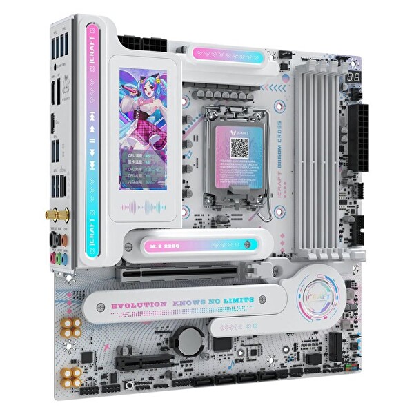 Maxsun iCraft B860M Cross Pro WiFi 9066(OC) DP HDMI M.2 mATX Beyaz DDR5 1851 Pin Anakart