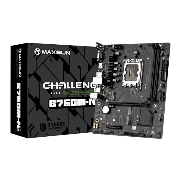 MAXSUN Challenger B760M-F 4266(OC) VGA HDMI M.2 mATX DDR4 1700 Pin Anakart