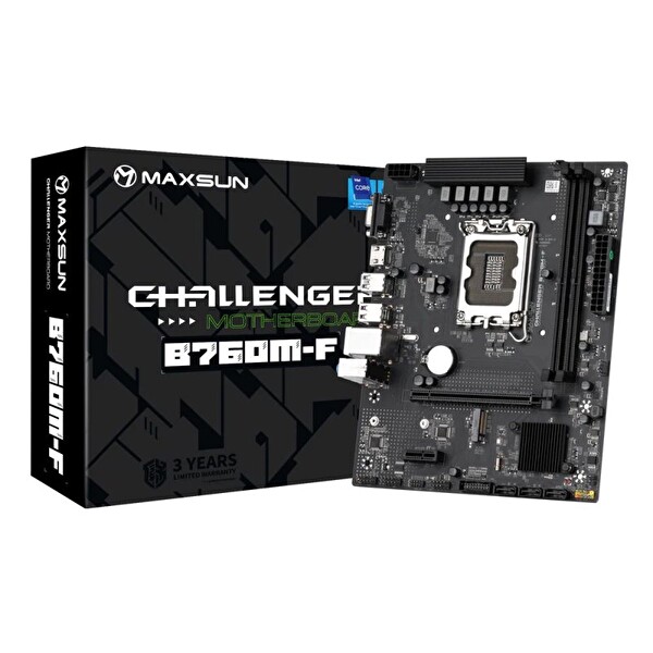 Maxsun Challenger B760M-F 4266(OC) VGA HDMI M.2 mATX DDR4 1700 Pin Anakart