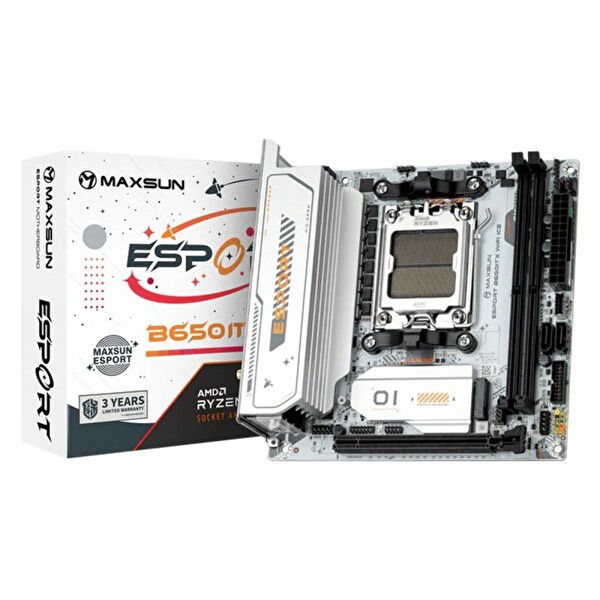 Maxsun Esport B650ITX WiFi Ice 8000 OC DP HDMI M.2 ITX Beyaz DDR5 AM5 Anakart