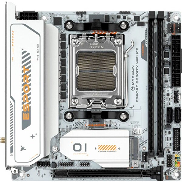 Maxsun Esport B650ITX WiFi Ice 8000 OC DP HDMI M.2 ITX Beyaz DDR5 AM5 Anakart