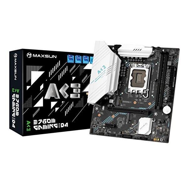 Maxsun B760M Gaming WiFi Ace D4 3200 Mhz HDMI M.2 mATX DDR4 1700Pin Anakart