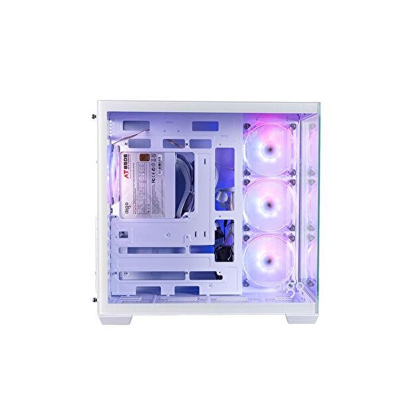 Aigo C280 Beyaz 850W 80+ Bronze ARGB Mid Tower Kasa Bilgisayar Kasası