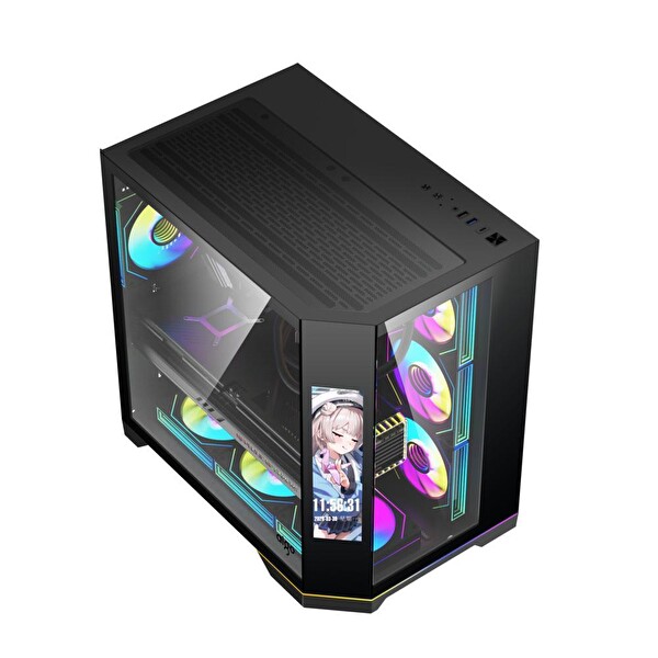 Aigo FT418 Pro Siyah 7x L17 ARGB Fanlı 850W 80+ Bronze Gen5 LCD Mid Tower Bilgisayar Kasası
