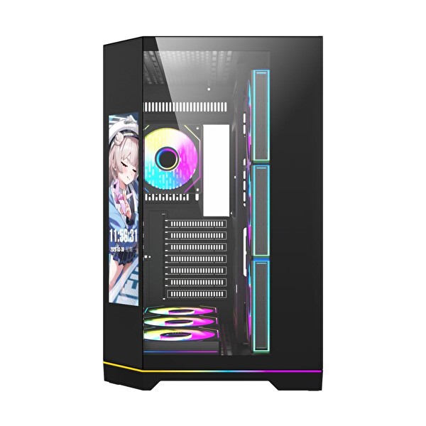 Aigo FT418 Pro Siyah 7x L17 ARGB Fanlı 850W 80+ Bronze Gen5 LCD Mid Tower Bilgisayar Kasası