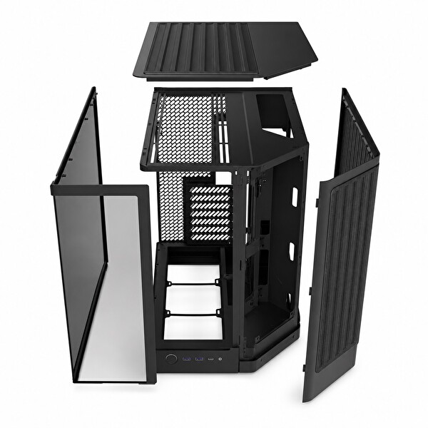 Nzxt H6 RGB+ (2026) CC-H62FB-P1 Siyah Kompakt Çift Bölmeli Temperli Cam USB 3.0 ATX Mid Tower Kasa