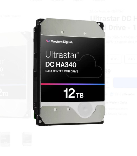 WD Ultrastar HA340 12 TB 7200 RPM 512 MB 3.5 inç Harddisk 0B47061 WUS721212BLE604