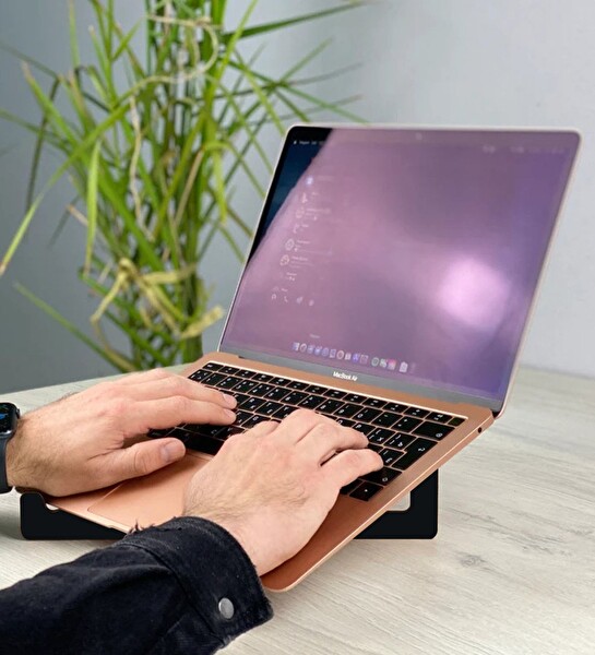 BK Gift Taşınabilir Siyah Ahşap Notebook Laptop Standı