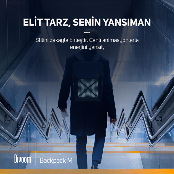Divoom Pixoo Backpack M Siyah Ledli Sırt Çantası