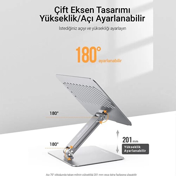 Ugreen LP339 Yükseklik Ve Açı Ayarlı Alüminyum Tablet Notebook Standı