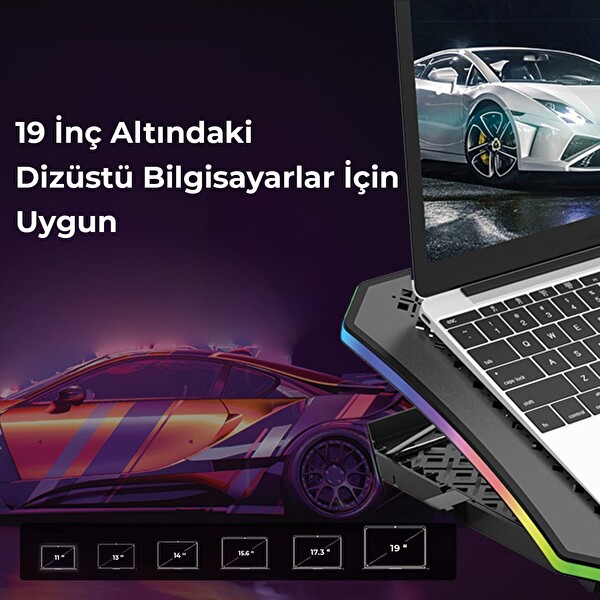 Bix BX-CP02G RGB Aydınlatmalı Gaming Laptop Soğutucu