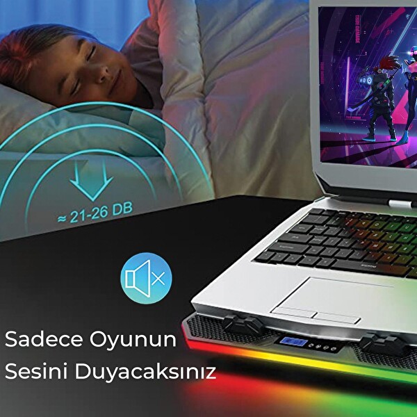 Bix BX-CP02G RGB Aydınlatmalı Gaming Laptop Soğutucu