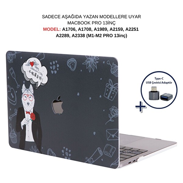 McStorey MacBook Pro M1 M2 13 A1706 08 A1989 A2159 A2251 A2289 A2338 Uyumlu Laptop Koruyucu Kılıf DOG 64 DOG01NL 2
