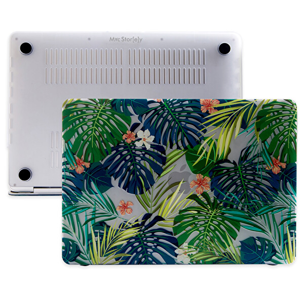 McStorey MacBook Pro M1 M2 13 A1706 08 A1989 A2159 A2251 A2289 A2338 Uyumlu Açık Yeşil Laptop Koruyucu Kılıf FLOWER01NL