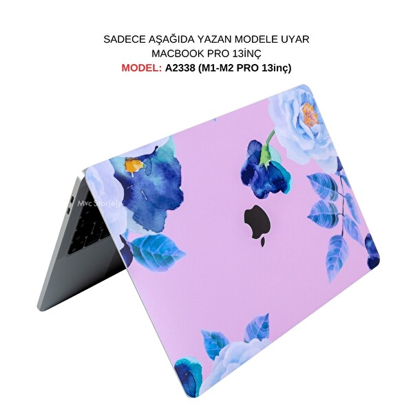 McStorey MacBook Pro M1-M2 A2338 Uyumlu Açık Lila Sticker Laptop Koruyucu Kılıf FLOWER03