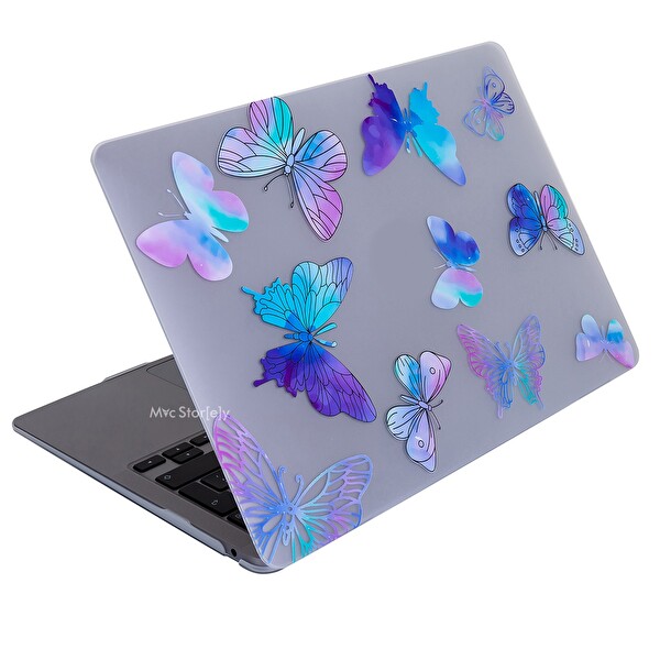 McStorey MacBook Air M1 13 A1932 A2179 A2337 Uyumlu Mor Kristal Laptop Koruyucu Kılıf FLOWER07NL