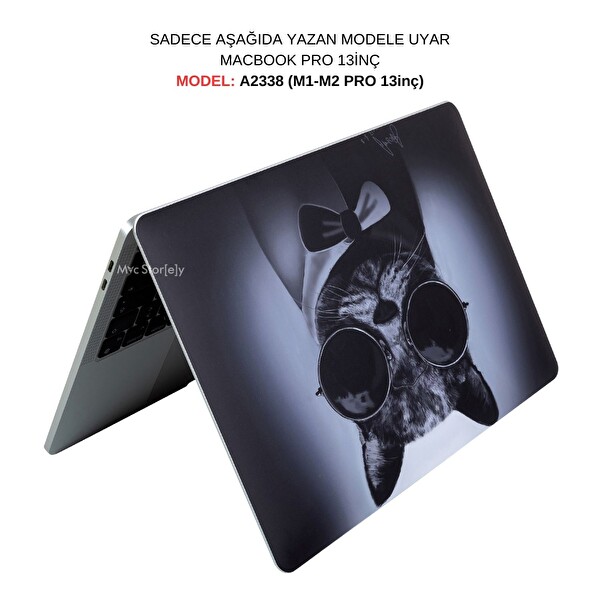 McStorey MacBook Pro M1 M2 A2338 Uyumlu Siyah Laptop Sticker Koruyucu Kaplama CAT01NL