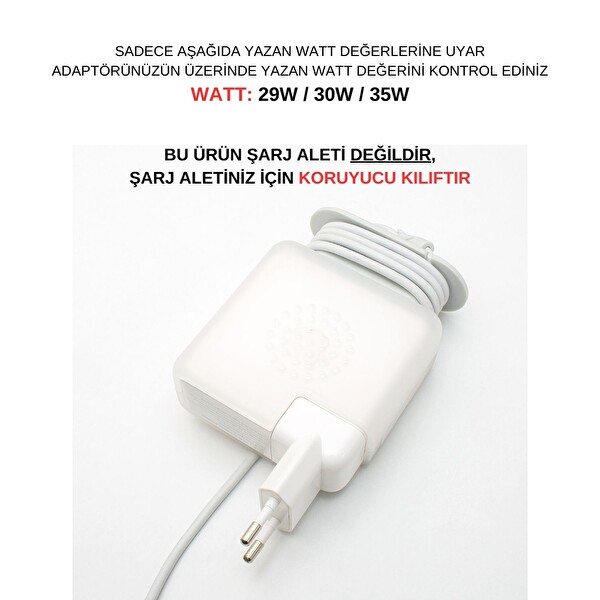 SyncCase MacBook Air Type-C 29W 30W 35W Uyumlu Şarj Aleti Kılıfı Kablo Düzenleyici