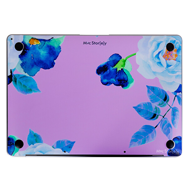 McStorey MacBook Air M1 A2337 Uyumlu Açık Lila Sticker Laptop Koruyucu Kılıf FLOWER03