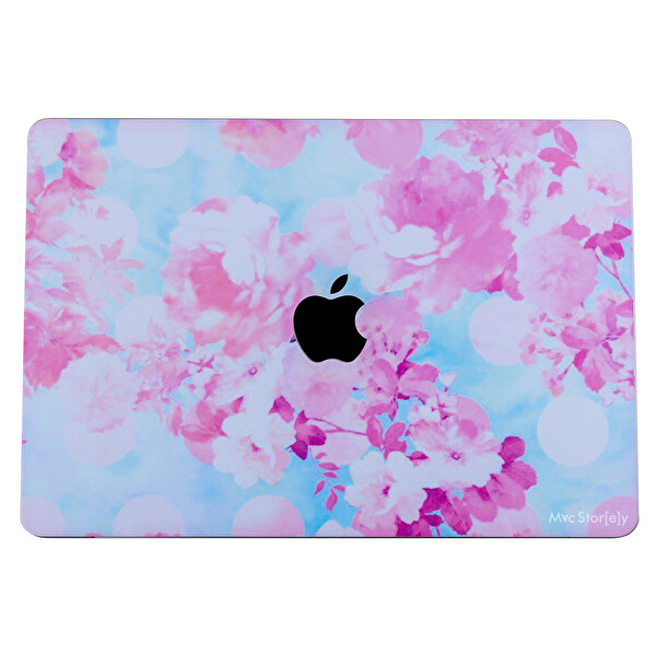 McStorey MacBook Air M1 A2337 Uyumlu Açık Pembe Sticker Laptop Koruyucu Kılıf FLOWER03