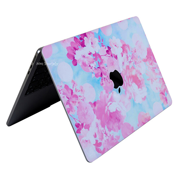 McStorey MacBook Air M1 A2337 Uyumlu Açık Pembe Sticker Laptop Koruyucu Kılıf FLOWER03