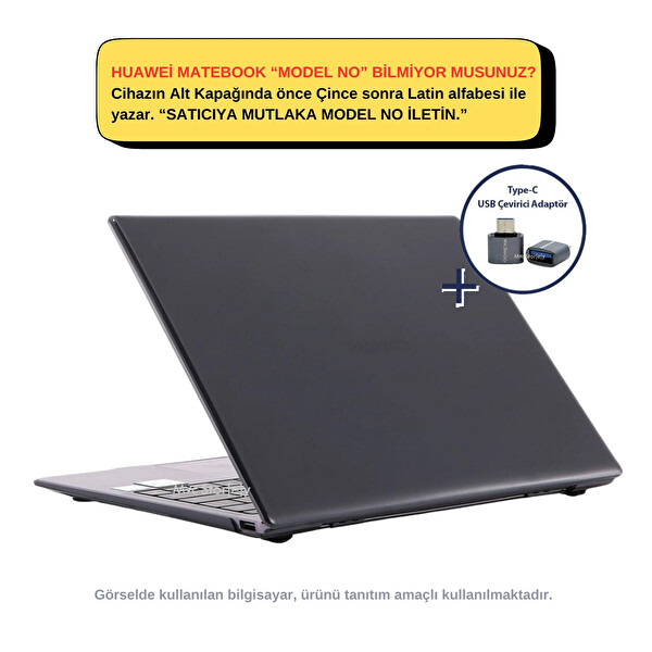 SyncCase Huawei Matebook D16 Kılıf (2022-2023 Yılı) İle Uyumlu Kristal Parlak İz Yapmaz Koruyucu Kılıf Siyah