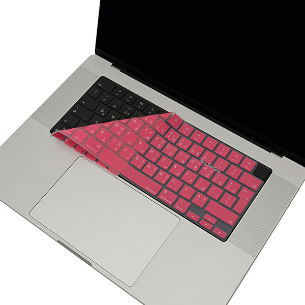 McStorey MacBook Air Pro 15 M1 M3 A2681 A2941 A2442 A2485 A2992 A2991 Uyumlu Arapça Baskı Açık Pembe Klavye Kılıfı 4